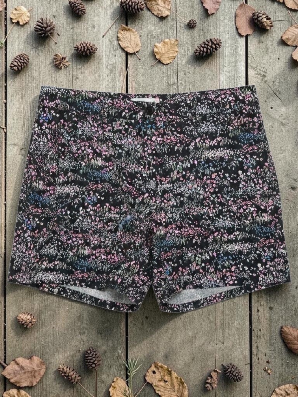 Talbots Black High-Waist Floral Stretch Shorts
